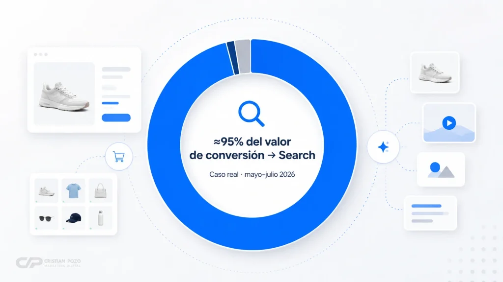 Distribución del valor de conversión de Performance Max con Search como principal canal